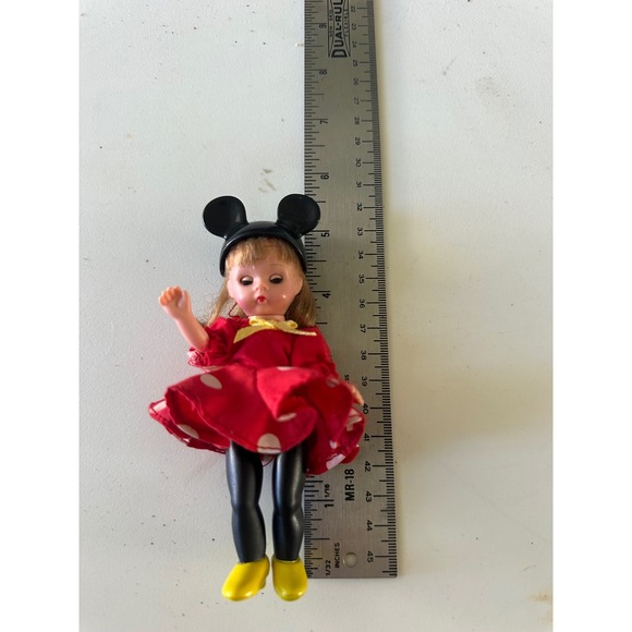 Vintage Disney Minnie Mouse Small Doll Red Polka Dot Dress Yellow Shoes EUC - Picture 2 of 5